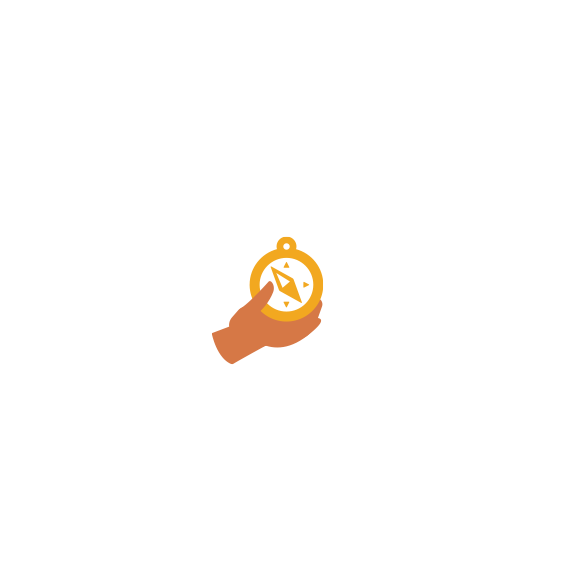 Illustration of a hand holding a compass